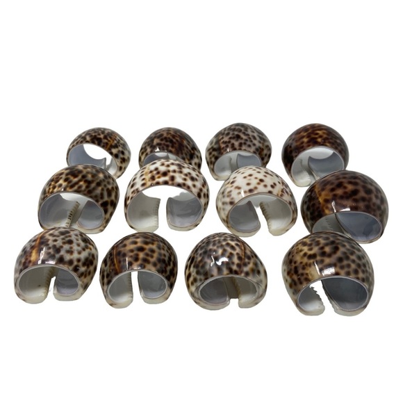 Tiger Cowrie Shell | Brown, White | Napkin Rings | Set Of 4 | Size 2” - Picture 4 of 10